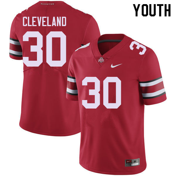 Ohio State Buckeyes Corban Cleveland Youth #30 Red Authentic Stitched College Football Jersey